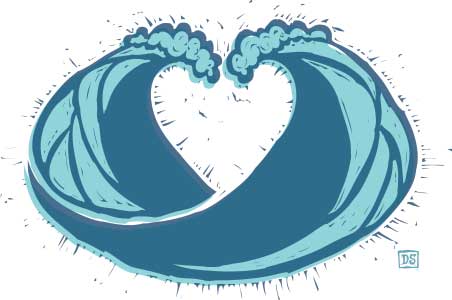 illustration of two waves making a heart shape